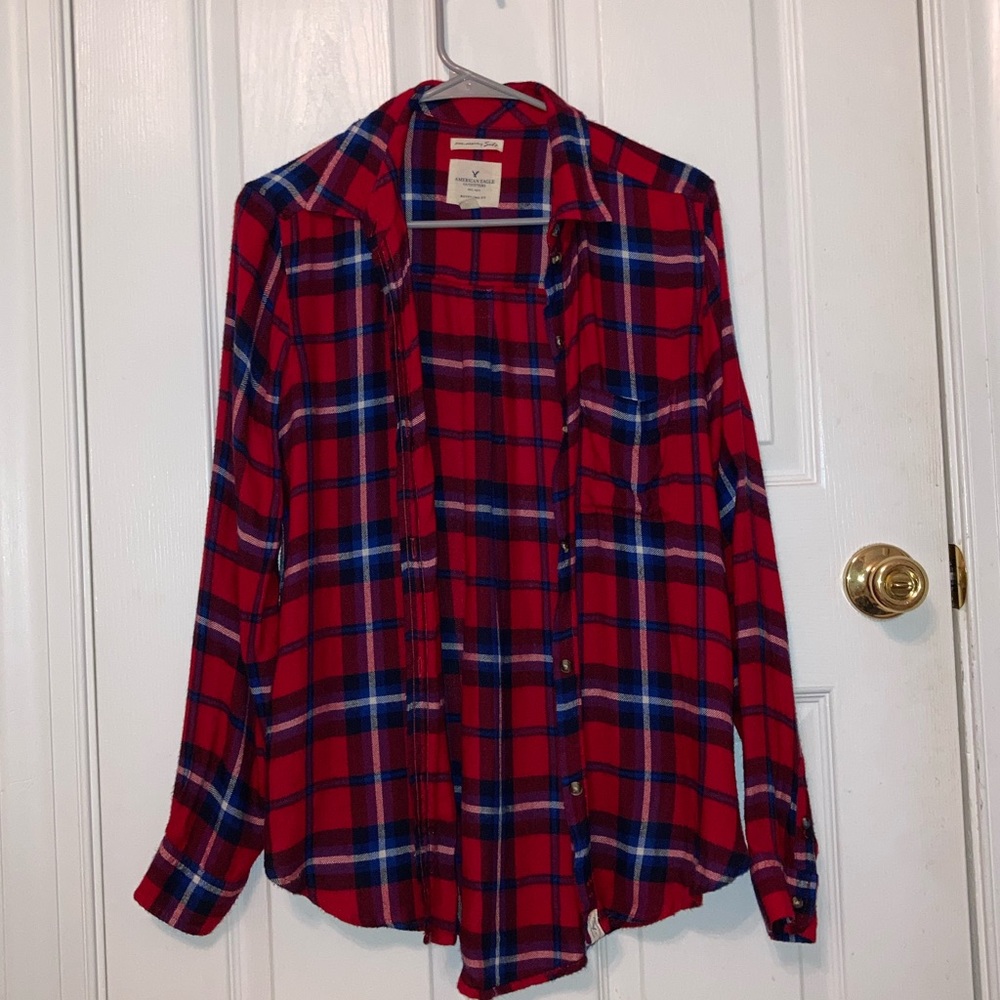 American Eagle Red Boyfriend Flannel